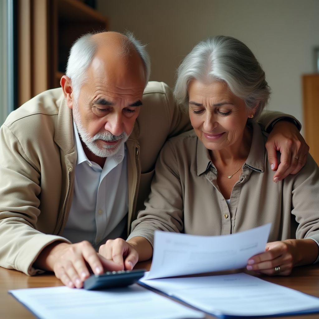 Retired couple reviewing their retirement plan