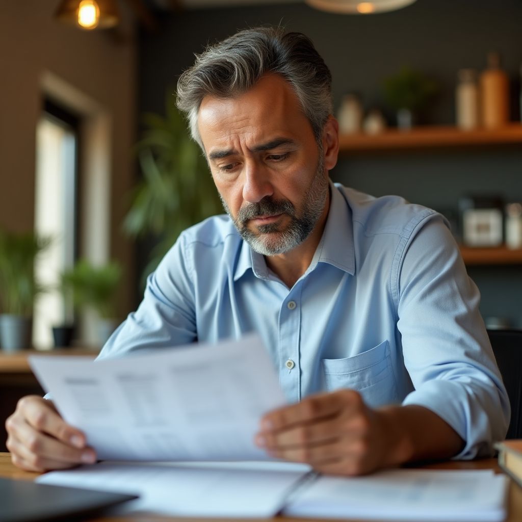 Small business owner analyzing cash reserves